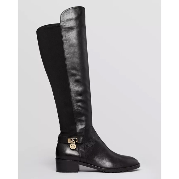 MICHAEL Michael Kors Shoes - MICHAEL Michael Kors Hamilton Stretch Boots Leather Black gold size 8.5